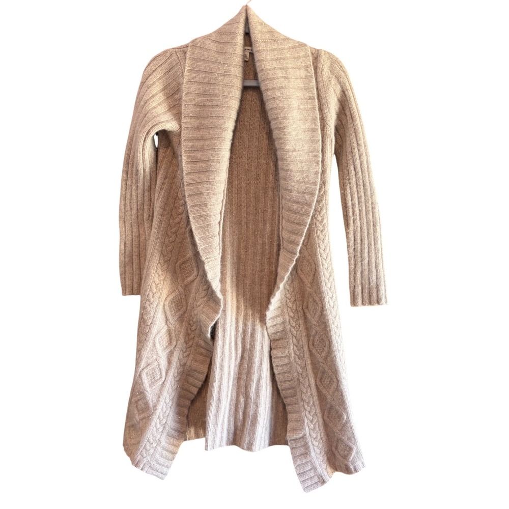 Banana Republic Lambswool Angora rabbit CableKnit Long Cardigan Sweater Beige XS